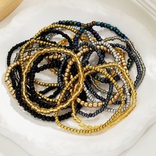 Stretchable Vintage Ethnic Beaded Bracelet Multicolor Jewelry Set Present