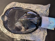 Greatever Full Face Snorkel Mask L-XL Black Anti-Fog Anti-Leak Dry Top With Bag