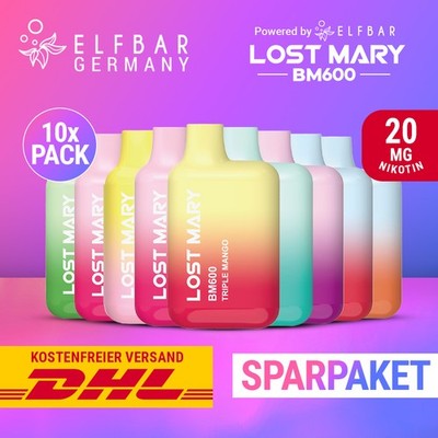 10 x Lost Mary BM600 E-Zigarette - ELF BAR E-Shisha - 20mg Nikotin - Alle Sorten