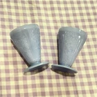 Set of 2 vintage Jeanette "Delphite" blue depression glass. Approx 4 in. tall