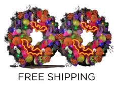 Member's Mark 26" Pre-Lit Neon Halloween Wreath 2-Pack FREE SHIPP  
