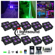 black LED 4x18W RGBWA UV Battery Powered WIRELESS DMX Par Can DJ Uplight case US