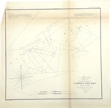 Antique Original Pre Civil War 1854 Coffin Patches Map - Florida Reefs