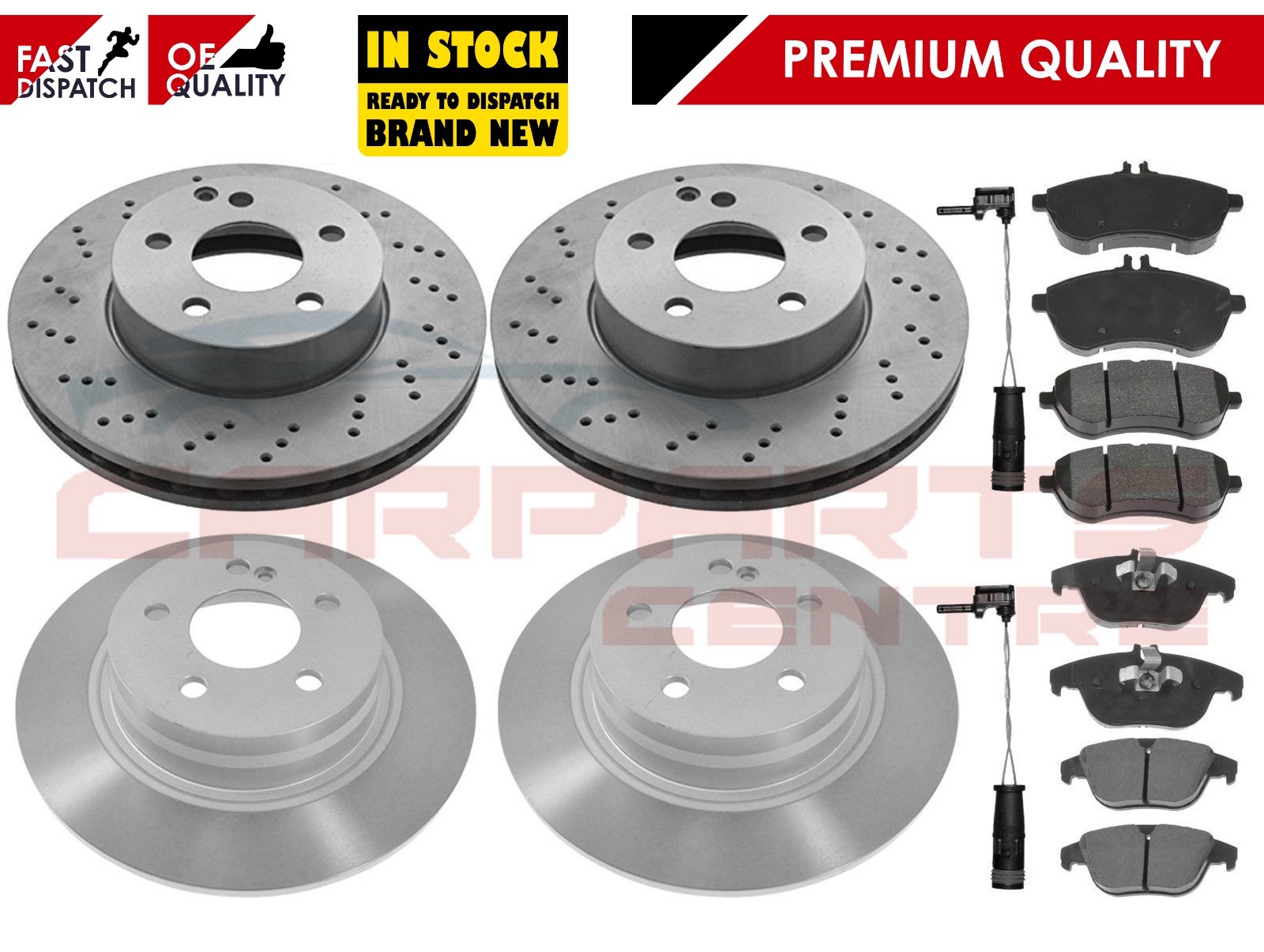 FOR MERCEDES C180 C220 C250 AMG FRONT & REAR BRAKE DISCS & PADS PLUS