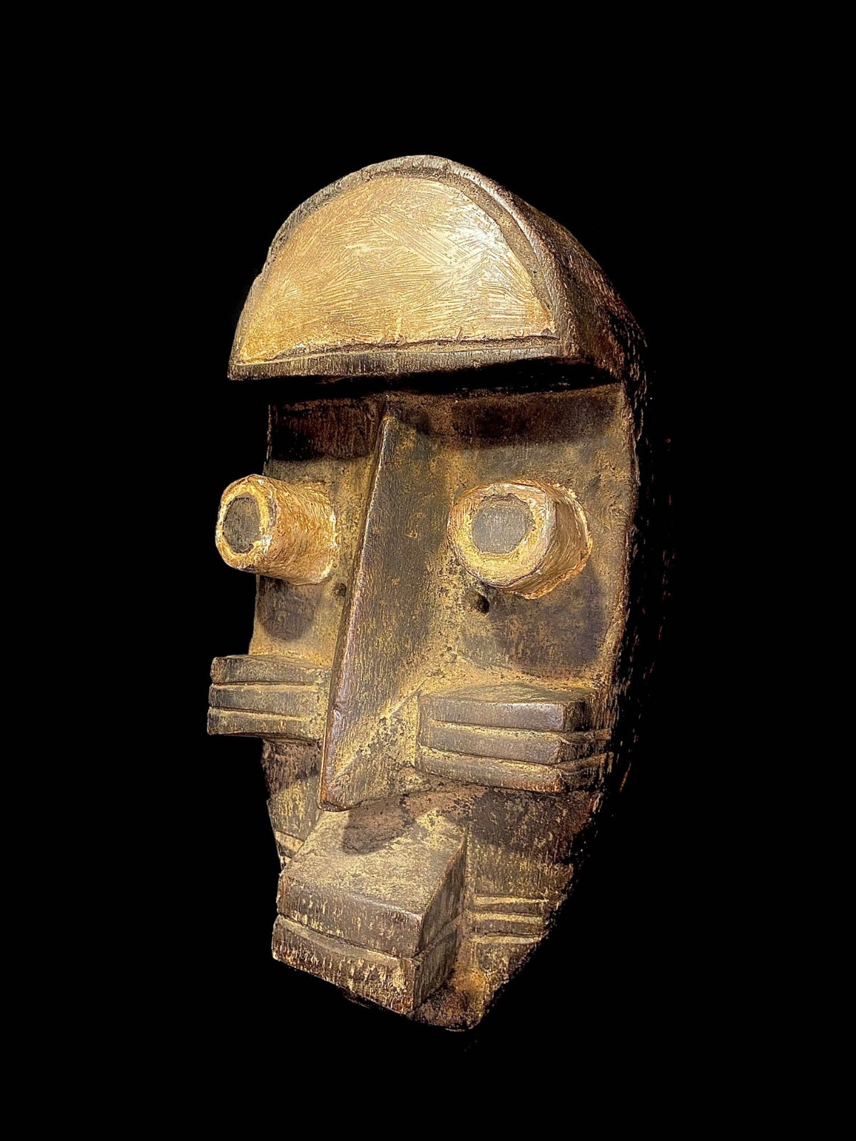 Masque facial tribal africain bois sculpté à la main vintage suspendu mur Grebo afrique-6331 - Photo 2 sur 24