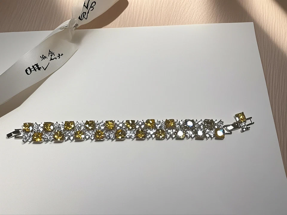 Bracelet en Zircon et Diamants Jaunes, Style Luxe Abordable et Brillant - Photo 2/3