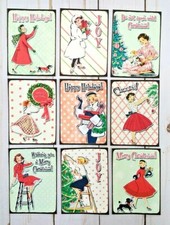 9 Retro Style Christmas Handmade Pocket Letter Cards Scrapbooks Journals Crafts