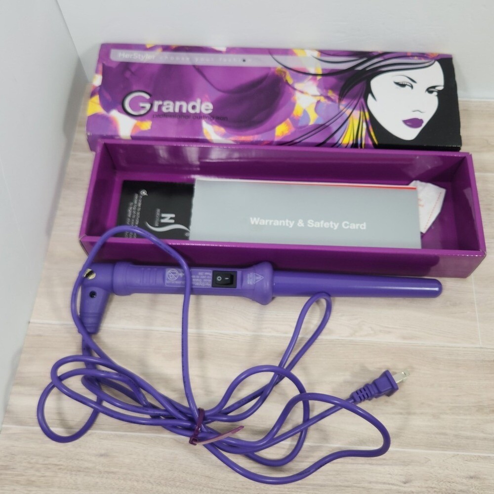 Grande Professional Curling Iron Purple HerStyler,Tested Dia. 18-25mm Len. 152mm