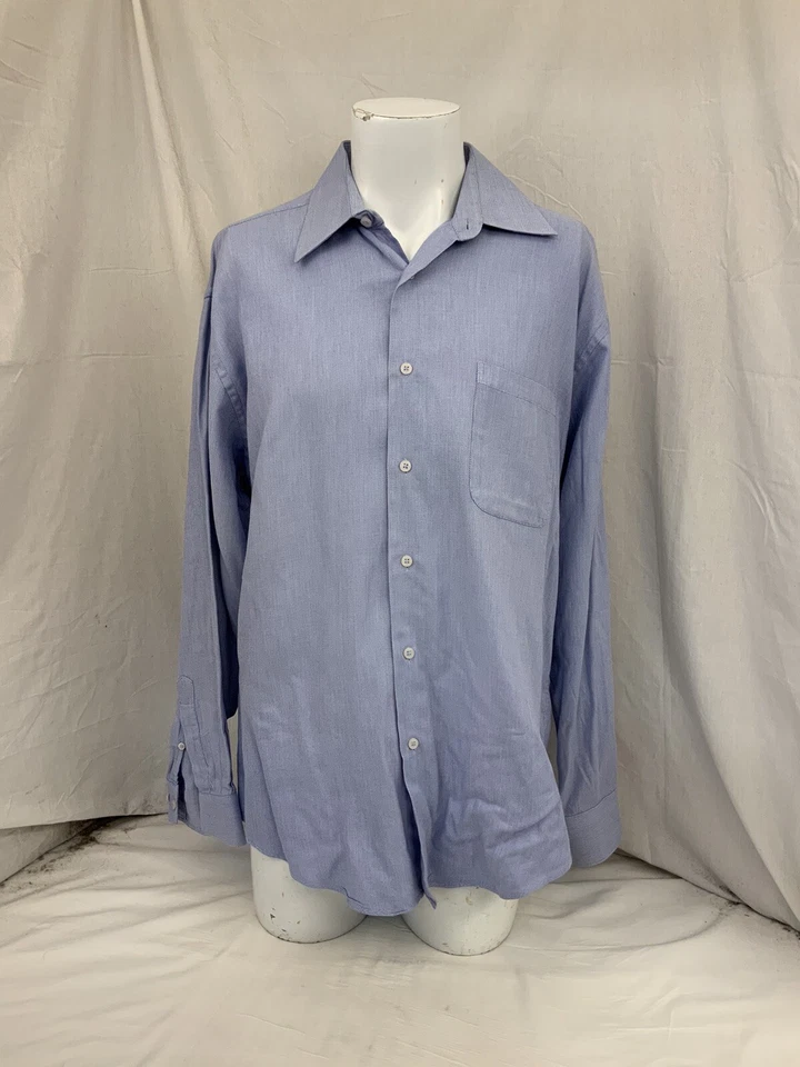 Camisa de Vestir Jhane Barnes 16.5 34 Azul 100% Algodón Manga Larga Botón YGI N2-684 Foto 2 de 4