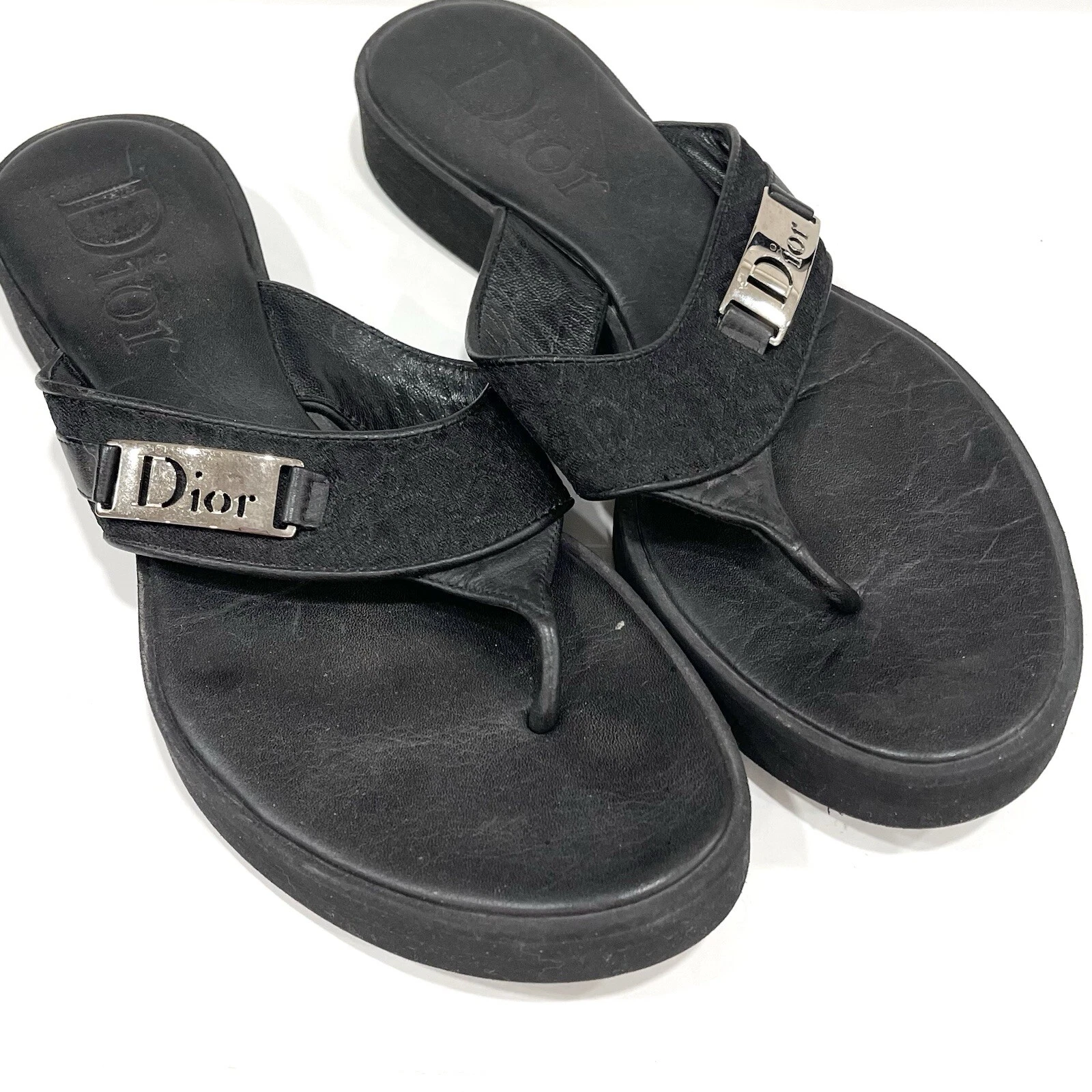 Sandales à tongs Christian Dior 2005 Trotter noires taille 37