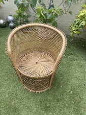 Lotto 2 sedie in vimini pavone botte originali anni 70 vintage schienale corto