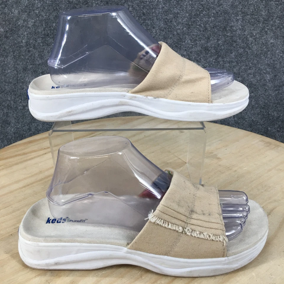 Keds Sandals Womens 9 Pure Fit Casual Slip On Slide WF23307M Beige Fabric Wedge - Image 2 of 4