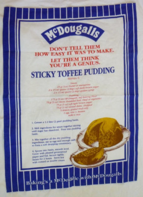 Vintage, McDougalls, Werbung Geschirrtuch, Sticky Toffee Pudding Rezept