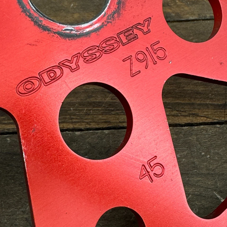 Piñón BMX Odyssey Z915 45t rojo EE. UU. Old School BMX Z-915 45 dientes aleación serie Foto 3 de 4