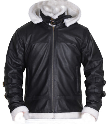 Raf Bomber Black Shearling Flight Pilot Winter Jacket Warm Real Leather Jacket