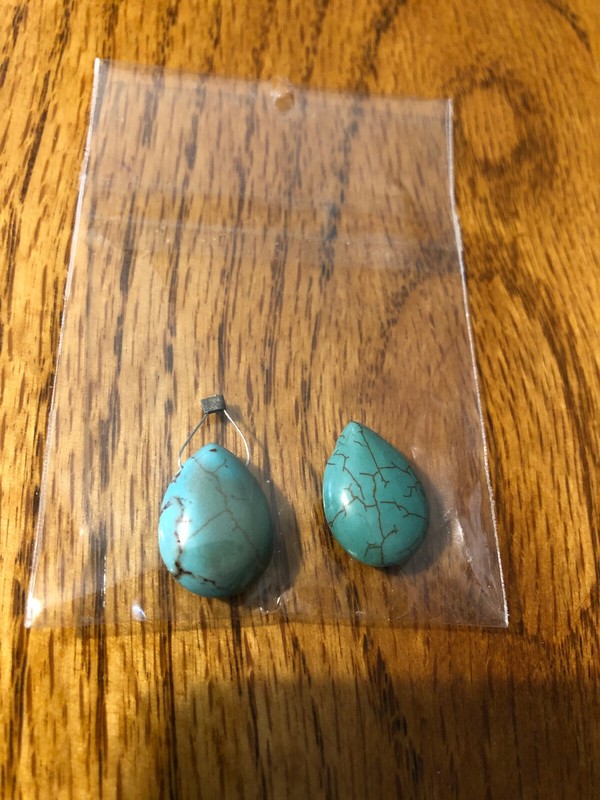 2 Large 3/4" Turquoise 3D Teardrop Dangle DIY Pierced Earrings /Jewelry design 