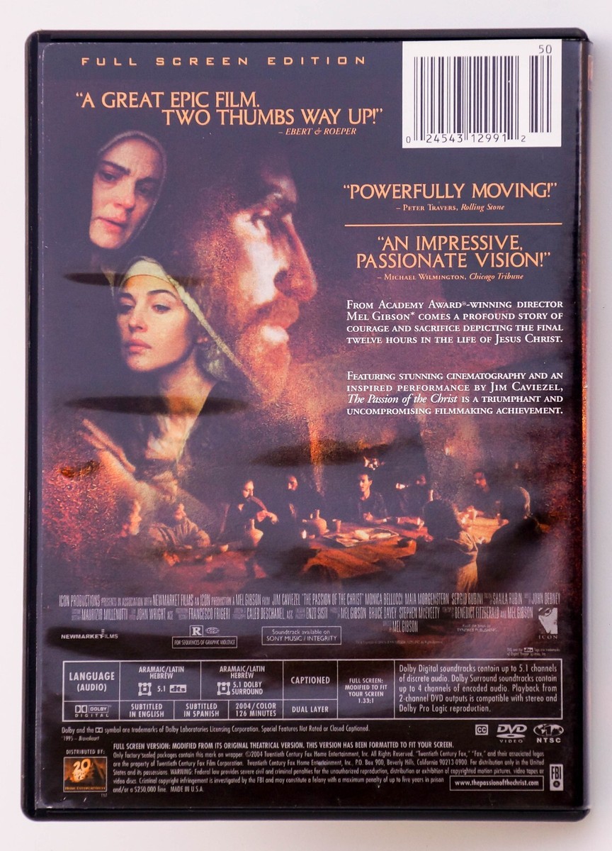 The Passion of the Christ (DVD, 2004) A Mel Gibson Film, Full
