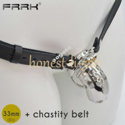 Strapon Chastity Cage PU Bound Belt Male Rings Steel Male Chastity Device Lock