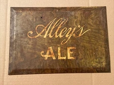 Scarce Pre Prohibition Alleys Ale Sign Massachusetts Brewers Boston