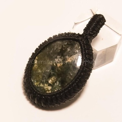 Valentines Deal 925 Silver Natural Tree Agate Threaded Mother Pendant Jewelry