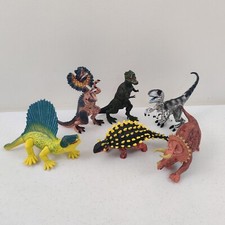Kid Galaxy Lot Of 6 Dinosaurs Figures Toys Posable T-Rex Velociraptor Triceratop