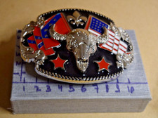 boucle de ceinture neuve tête de boeuf avec drapeaux américains
