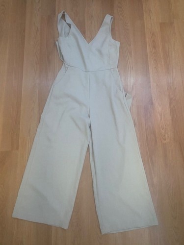 Shinestar Jumpsuit Cream Flared Leg Sleeveless