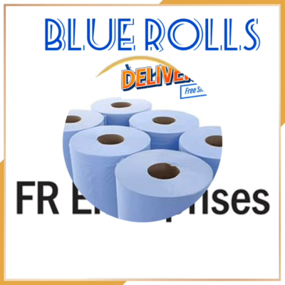 12 Jumbo Blue Center-Feed Rolls – 2-Ply Embossed Workshop Towels (UK Made)