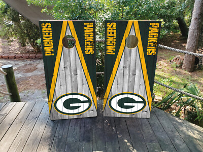 WATERPROOF Green Bay Packers Cornhole Board Wraps LAMINATED 3M Vinyl - Design 14