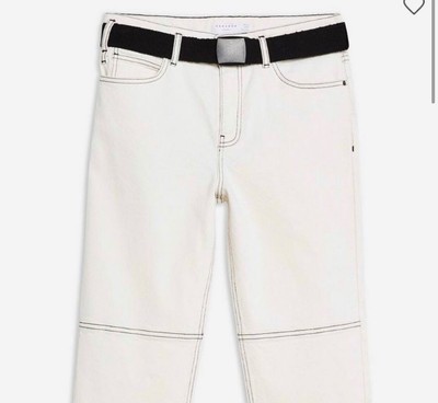 TOPSHOP WHITE STRAIGHT LEG JEANS WITH 
