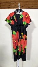 Mango Okinawa Original Vintage 90s Vibrant Floral Aloha Tie Dress Japan