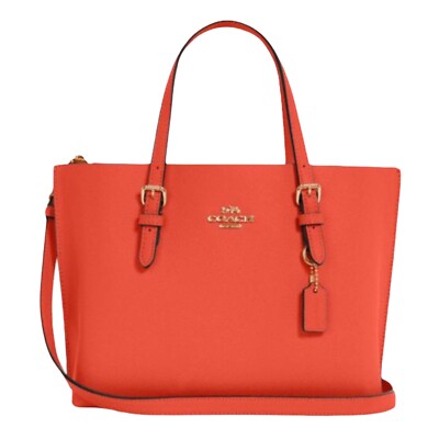 COACH C4084 Mollie Tote 25 in Double Face Crossgrain Leather Mango