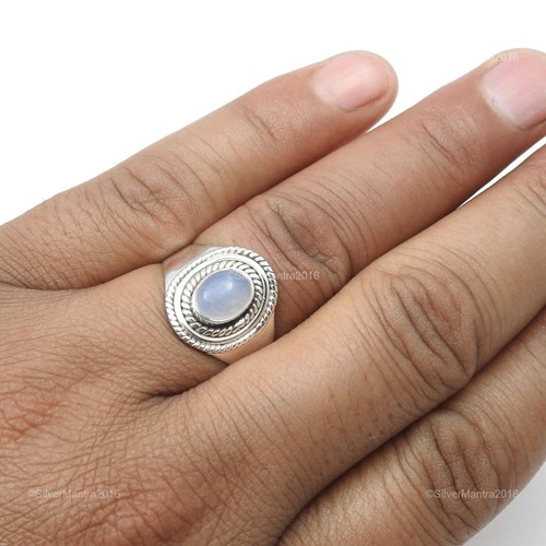 Chalcedony Stone 925 Silver Elegant Cocktail Wedding Ring Jewellery - Picture 4 of 10