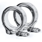 2pcs 3 inch Exhaust Downpipe V-band Clamp & Stainless Steel Flange Male-Female