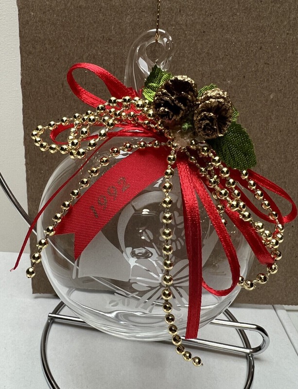 Princess House Handblown Crystal Ornament 3” Etched with Horn - 1992