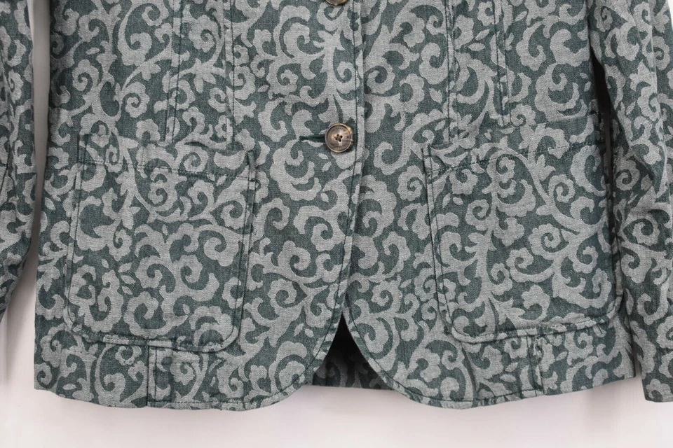 Abrigo Blazer Isaac Mizrahi Live Mujer Muesca Solapa Paisley Elastizado Parche Bolsillo 10 Foto 4 de 4