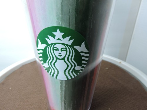 Starbucks green/red /white striped 16 oz with lid and straws - Picture 2 of 7