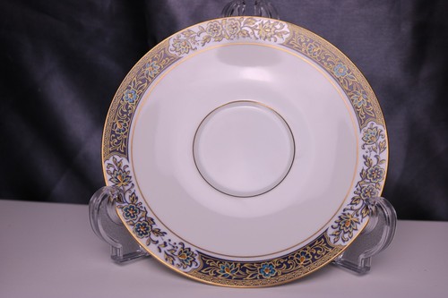 Sango TIARA Footed Cup & Saucer Set (s) Blue Gold Trim #3847 Hand Painted Flower - Picture 9 of 9