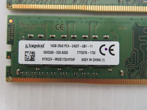 Kingston 16GB (2x8GB) DDR4 PC4-19200 2400Mhz Memory RAM Kit KYXC0V-MIDS17324YE4F - Picture 2 of 2