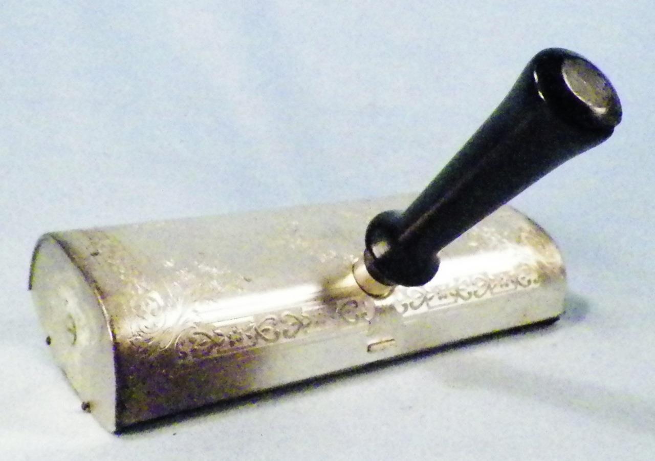 Vintage Silent Butler Table Crumber Aluminum Art Deco Black Wooden