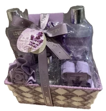 Bath and Body Gift Basket 13 Pc Set of Honey Lavendar Home Spa Set NEW