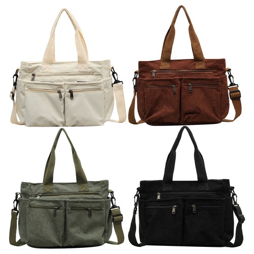 Corduroy Bag Large Capacity College Tote Bag Shoulder Tote Bag - Picture 2 of 16