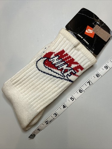 90's Vintage Nike Crew Socks Made In Israel Double Logo Swoosh 9-11 OG White - Picture 5 of 7