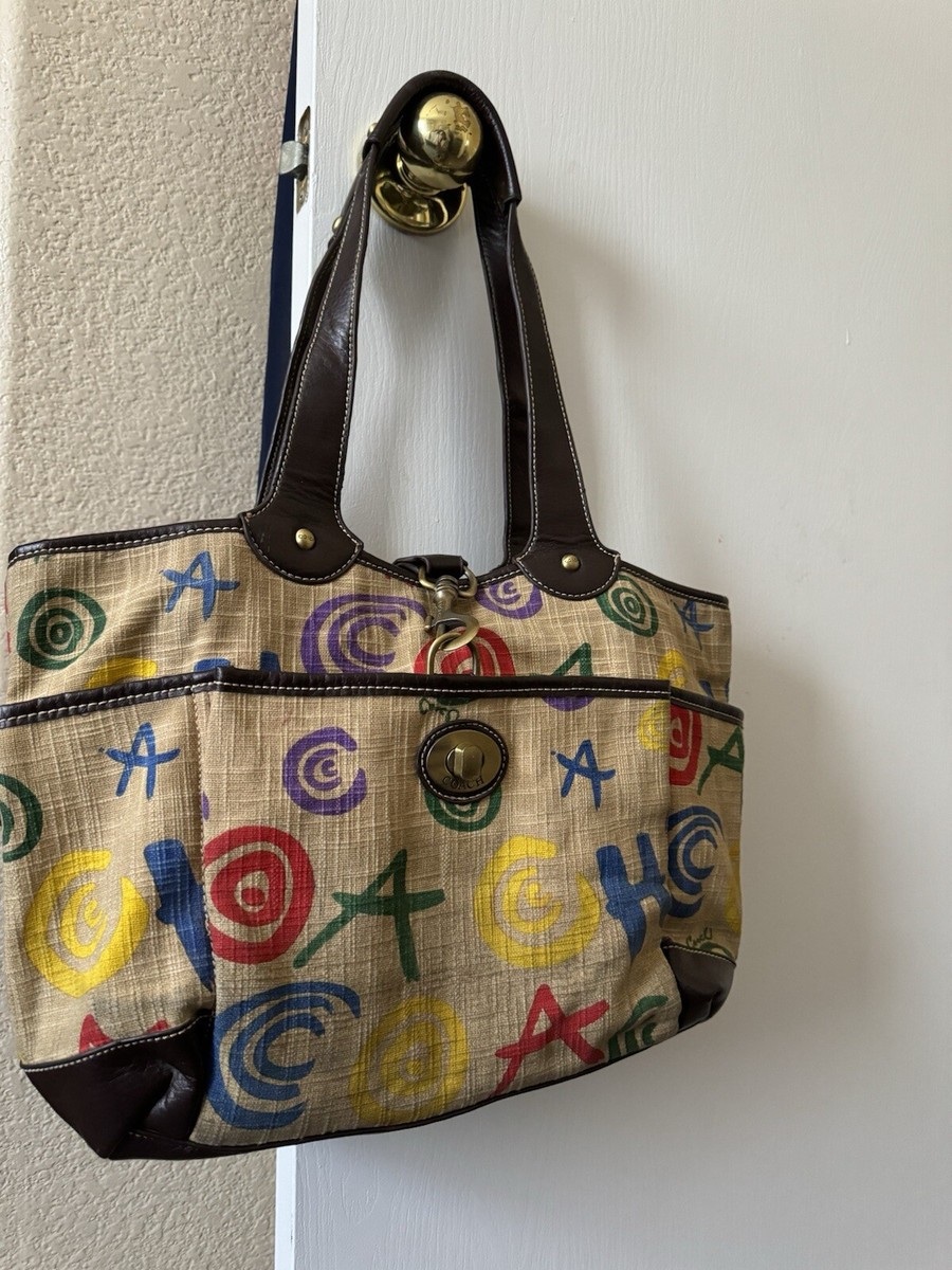 COACH コーチ マルチカラー ハンドバッグ 11714 Coach handbag signature hand coach 13789 | eBay