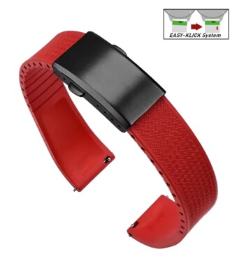 XS-Extrakurz Premium FKM-Kautschuk Uhrenarmband Modell Texturo-P rot 22 mm