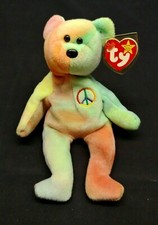 Ty Beanie Babies Peace the Bear Ty- Dyed 3rd Generation 1996 Mint Tag Protector