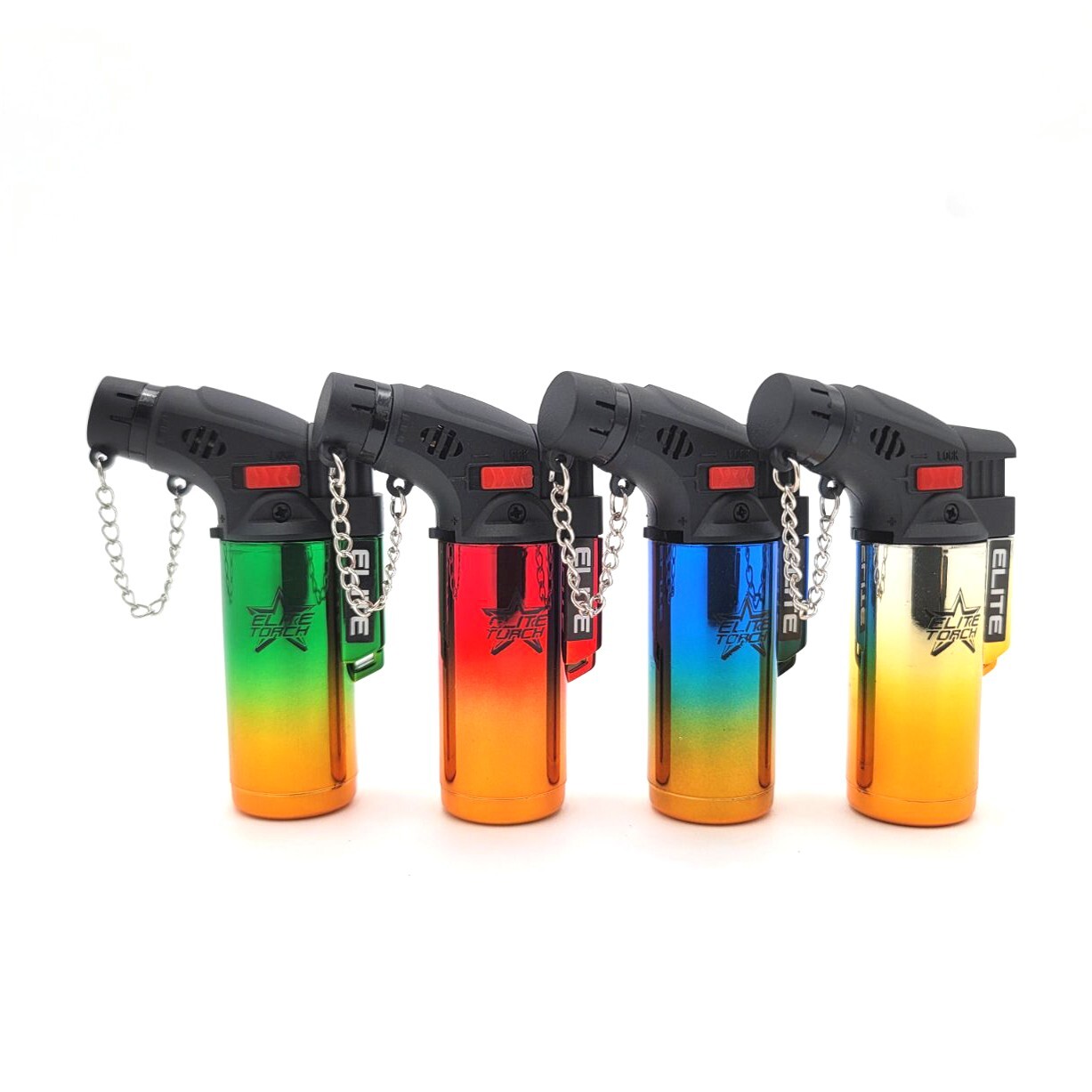 Elite Brands USA Mini Metallics Butane Gas Refillable Torch Lighters