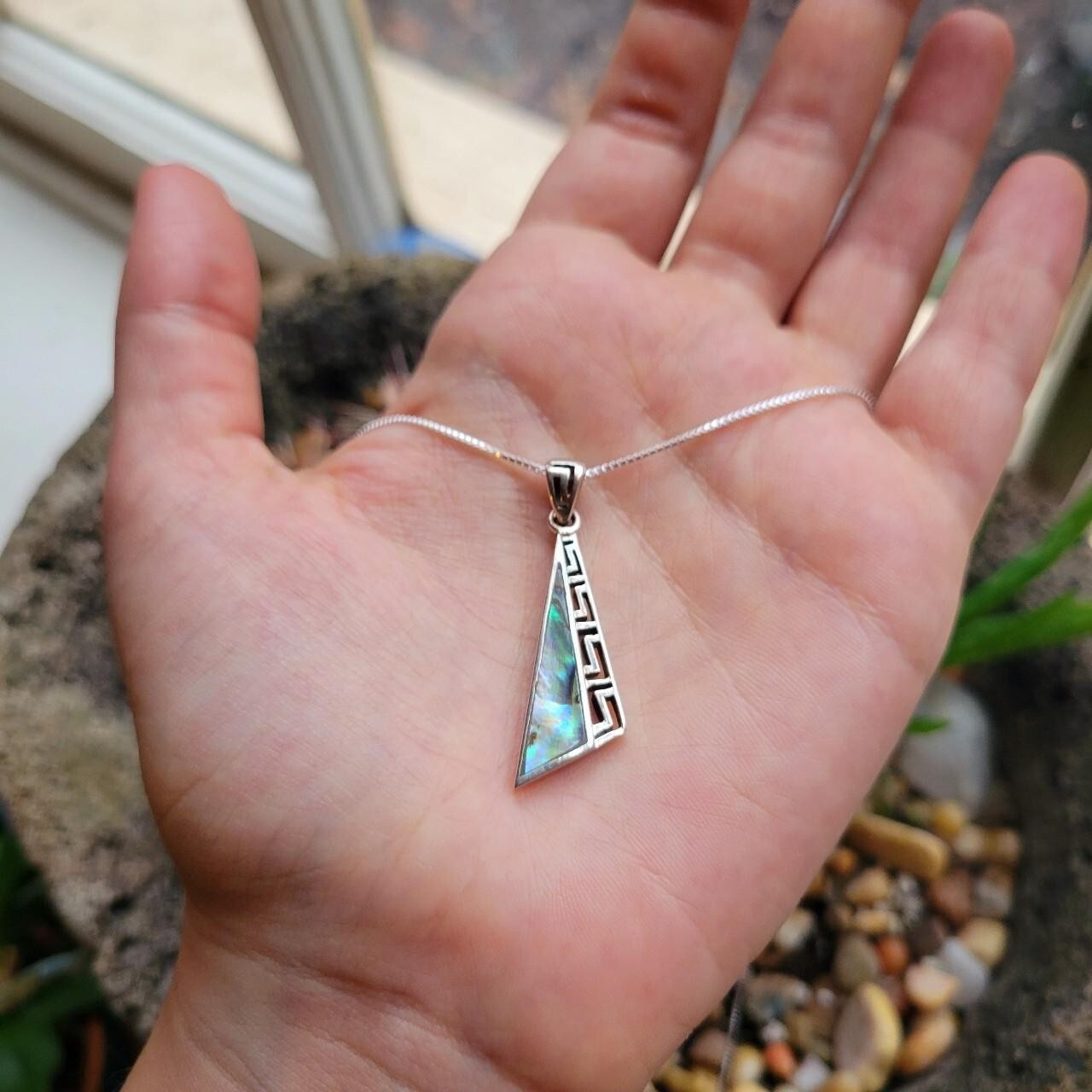 New Solid 925 Sterling Silver Abalone Tribal Neck… - image 1