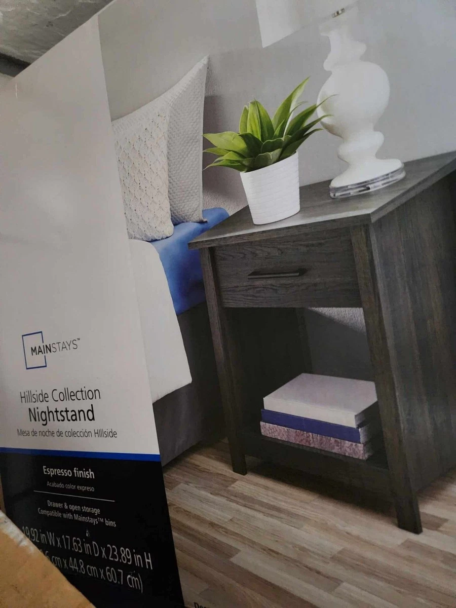 Mainstays espresso nightstand outlet