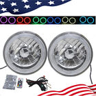 7" Inch Round Rgb Multi Color Led Smd Halo Clear Lens Diamond Cut Headlights